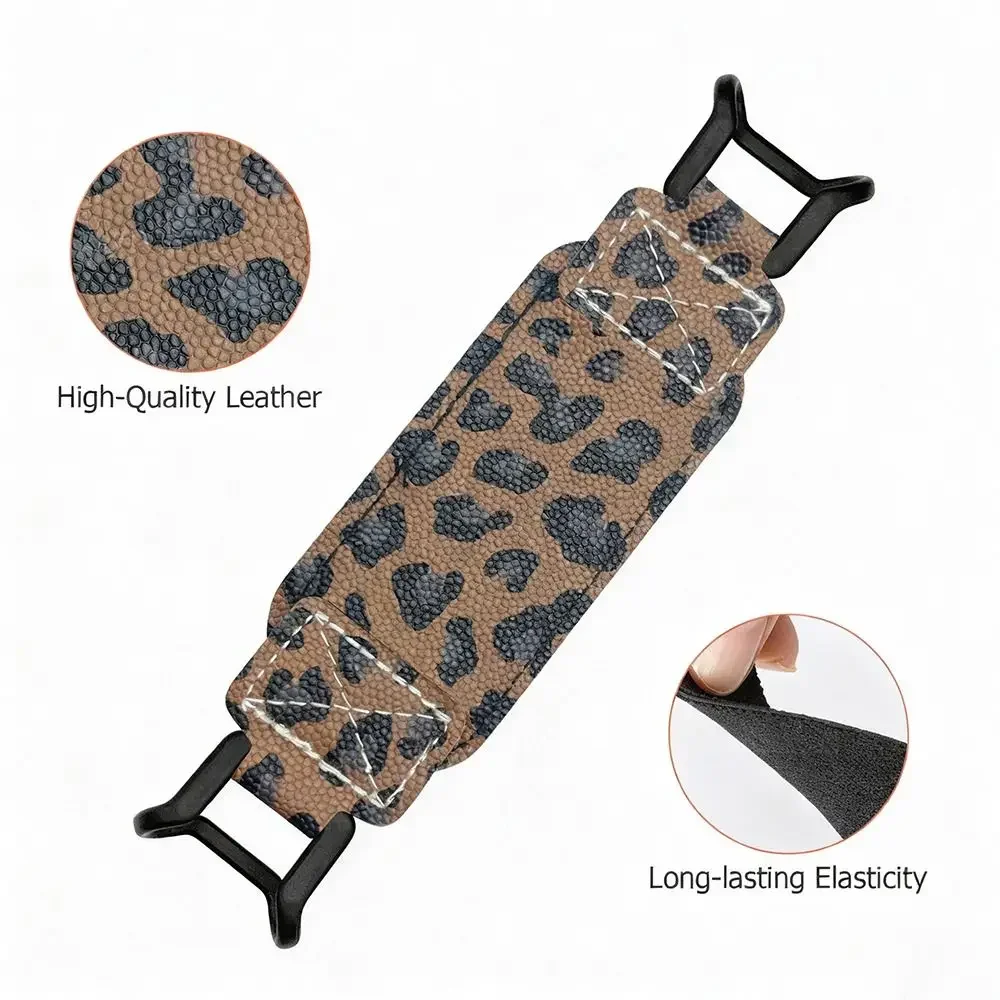 Leopard Print Tablet Hand Strap PU Leather Elastic Finger Grip Holder for Kindle/Kobo/Voyaga/Lenovo/Sony 6-8