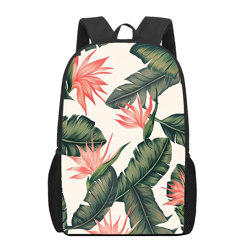 Retro Rainforest Leaves Print Backpack for Boys Girls Teenager Laptop Backpack Kids Book Bag Casual Shoulder Bag Travel Rucksack