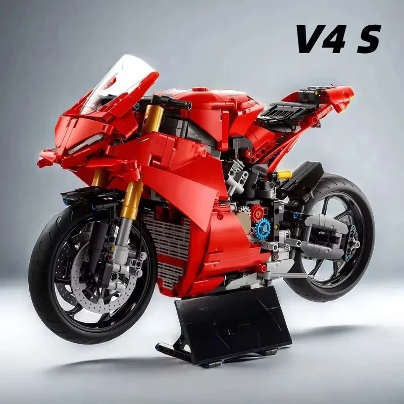 

1609PCS V4 S red motorcycle building block model mechanical group brick toy children boy girl gift 42202
