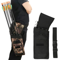 Archery Four Tube Reverse Arrow Holder Waist Hang Side Hip Quiver with Adjustable Belt Storage Pouch for Hunting Outdoor Recurve