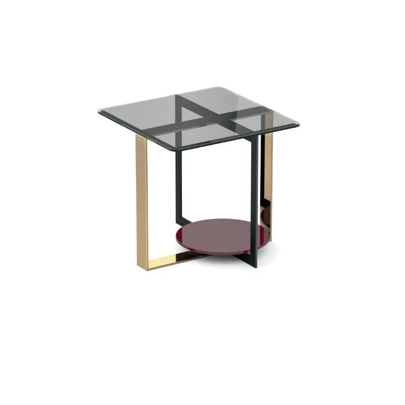 Nordic glass square coffee table small apartment living room light luxury double-layer coffee table combination modern simple