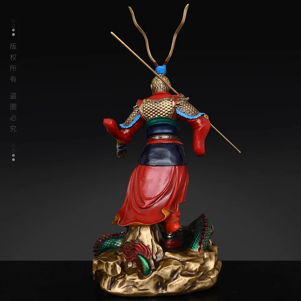 Monkey King Sun Wukong Statue Color Painted Solid Brass Figurine Journey To The West Hero Chinese Mythological Art Decor
