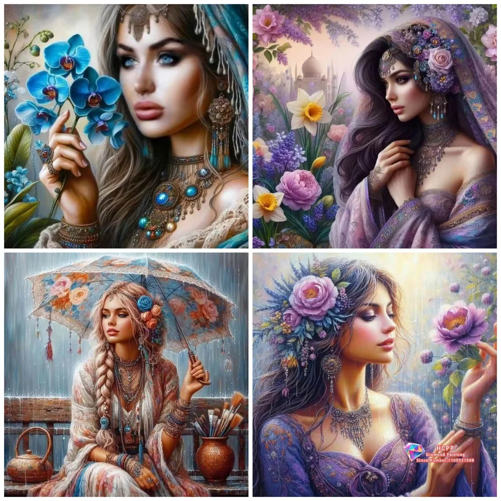 Flower Woman Beautiful Girl Picture Diamond Painting Set 5D DIY diamond embroidery cross stitch handmade gift crafts decoration