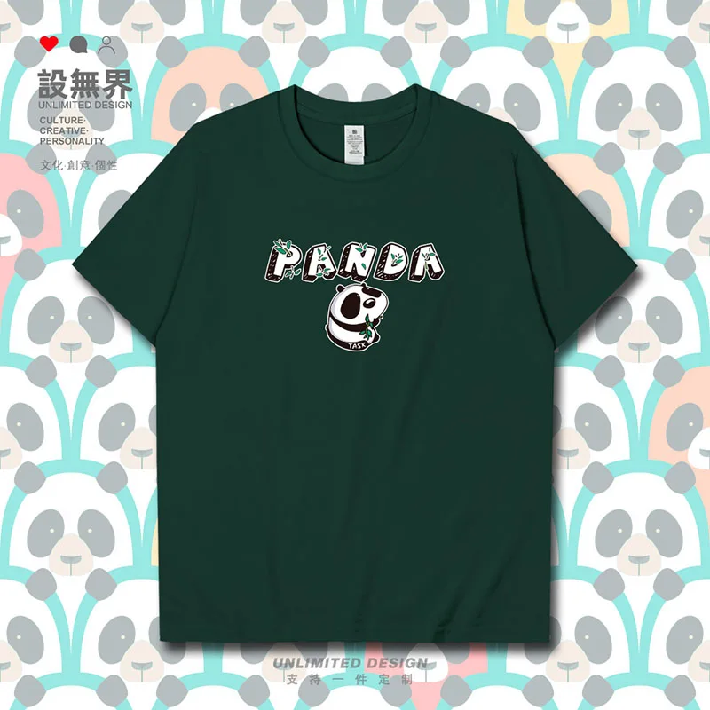 Pandas géants mignons et honnêtes mangeant du bambou motif de dessin animé amusant impression hommes t-shirt nouveaux vêtements streetwear vêtements d'été