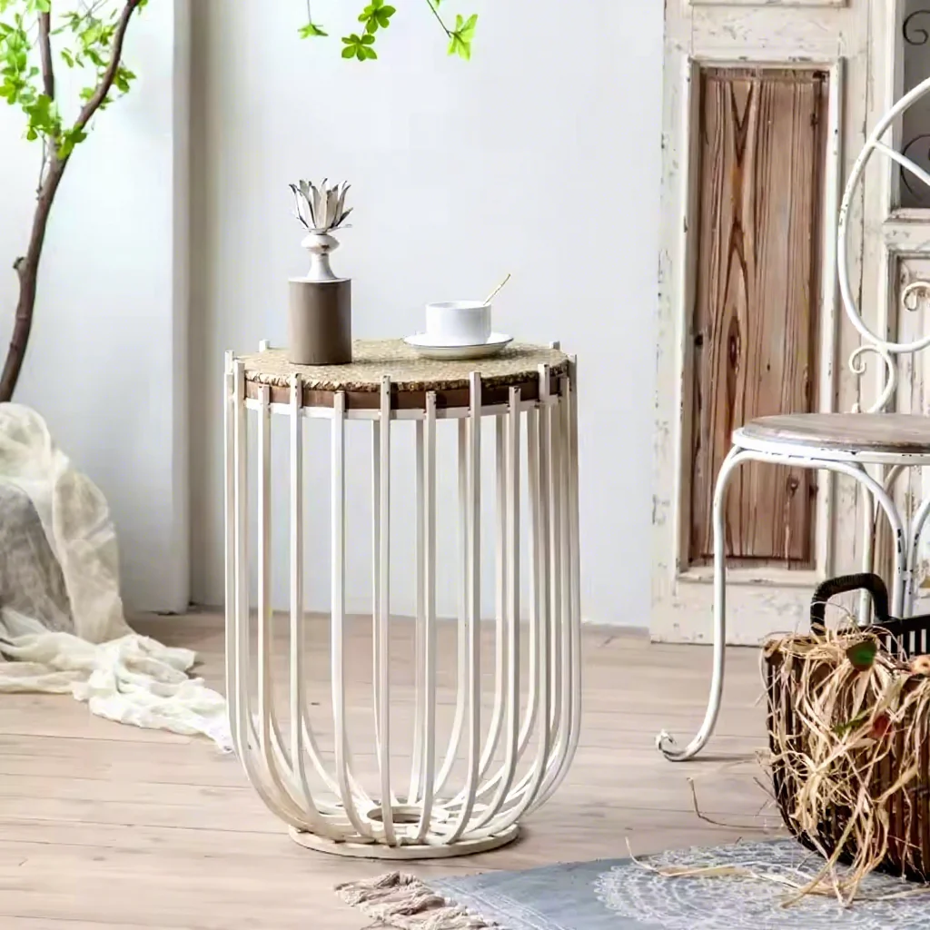 Eco-friendly coffee table coffee table portable wrought iron bamboo desktop suitable for family sofa