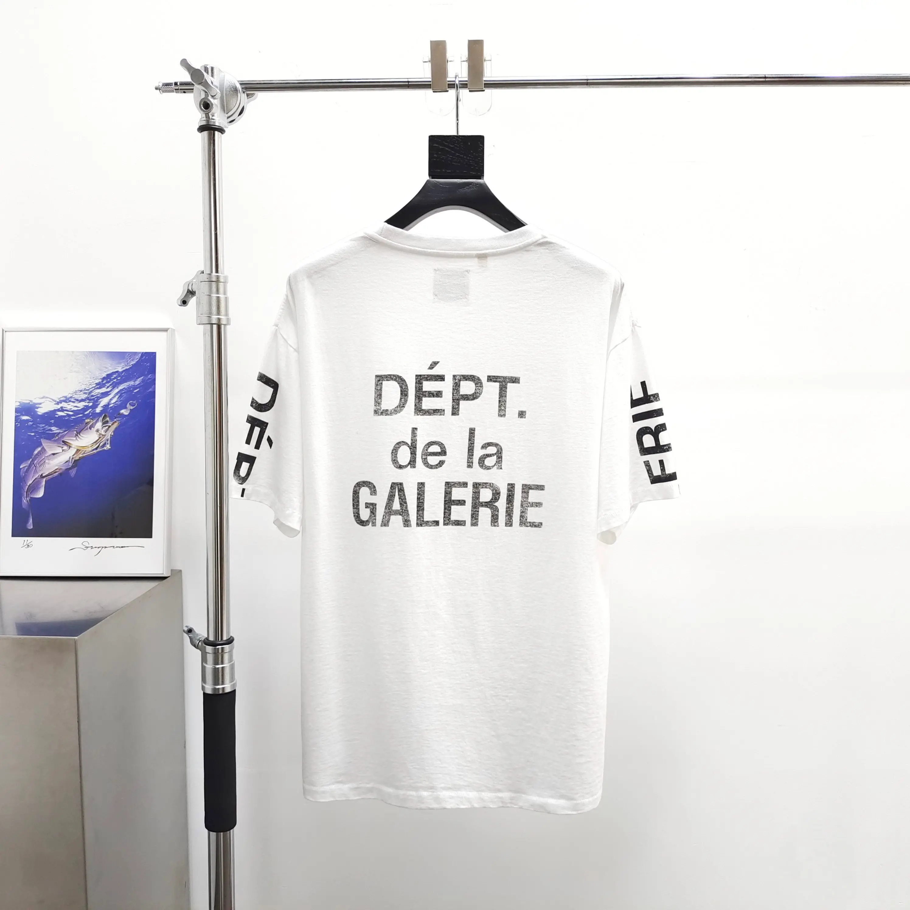 Gallery Dept Vertical Letter Large French White Short Sleeve Tee