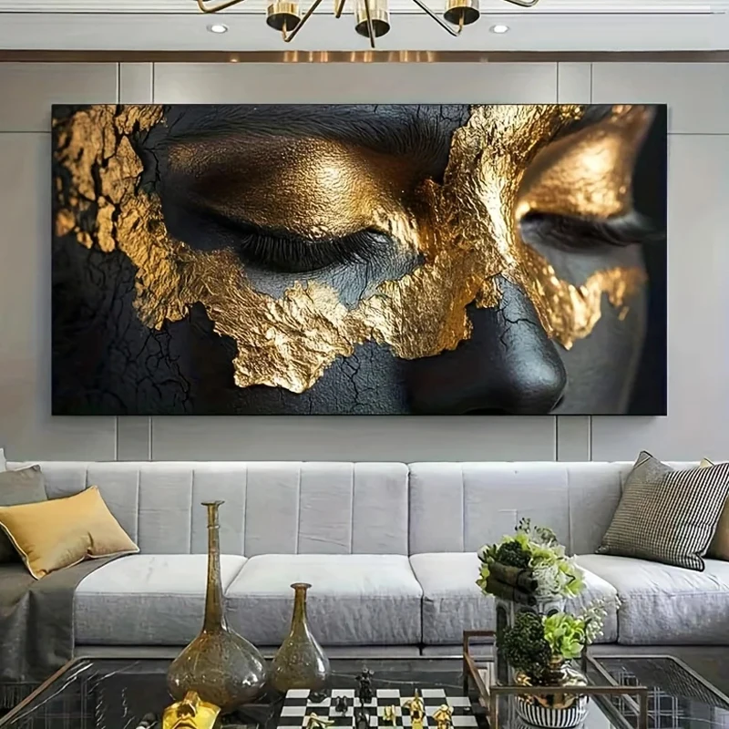 

Black Woman Golden Diy Diamond Painting Full Square Round Diamond Art Mosaic Embroidery Large Size African Woman Home Decor