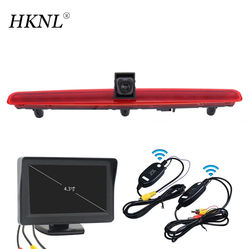 HKNL Car Reverse Camera+4.3''Monitor+2.4GHZ Wireless For VW T5 Bus Transporter Multivan Caravelle Brake Light red 2003-2015 CCD