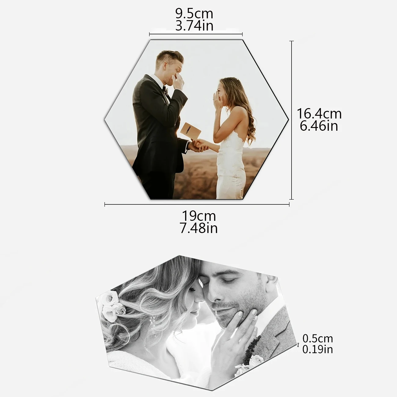 4 pièces d'articles personnalisés, tableau hexagonal en PVC avec photos, décoration murale personnalisée, décoration de chambre, art mural