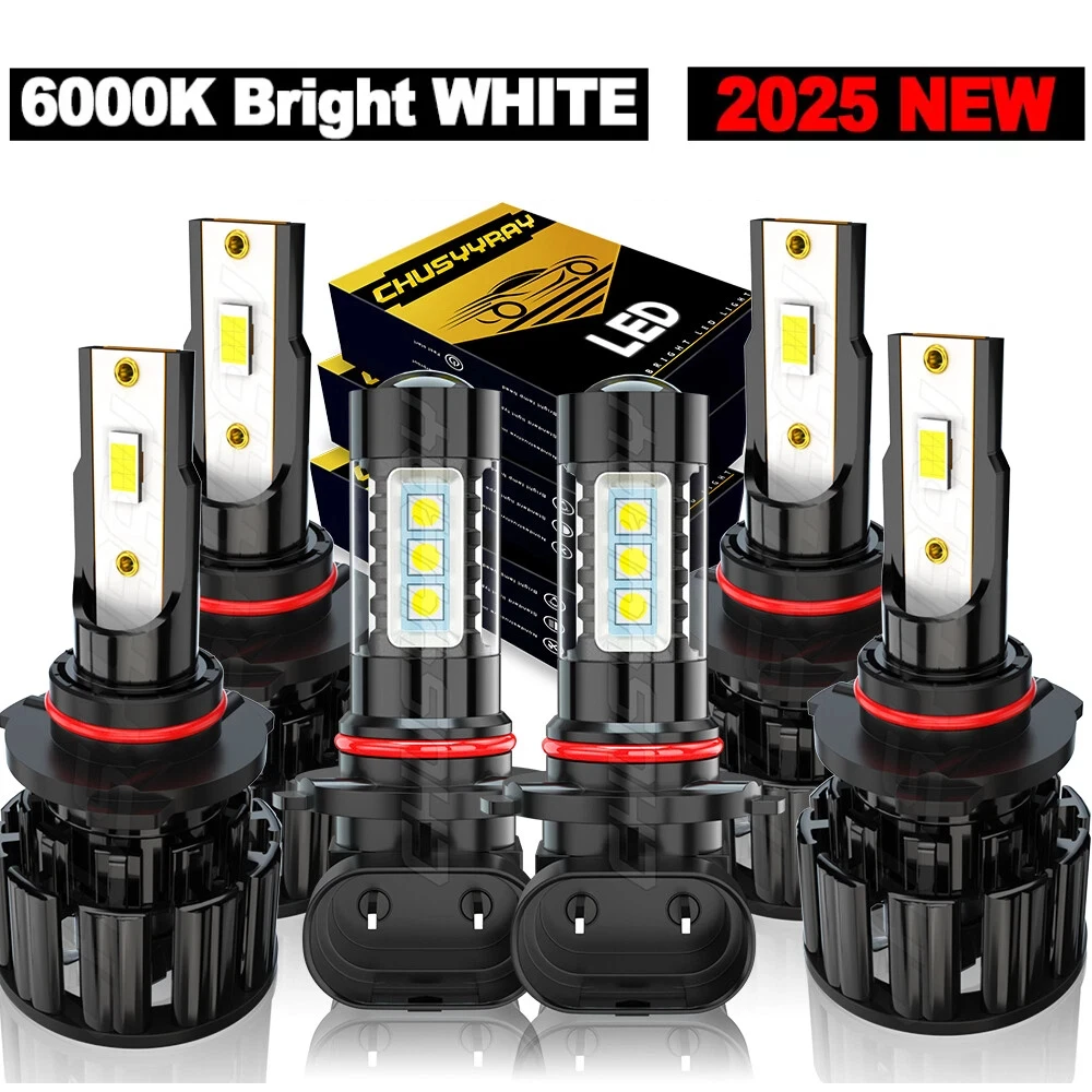 

For Toyota 4Runner 2003-2005 6x Canbus 9005 9006 9145 LED Headlights Hi/Low Beam+Fog Lamp Bulbs Kit 6000K 100000LM 1:1 Same Size