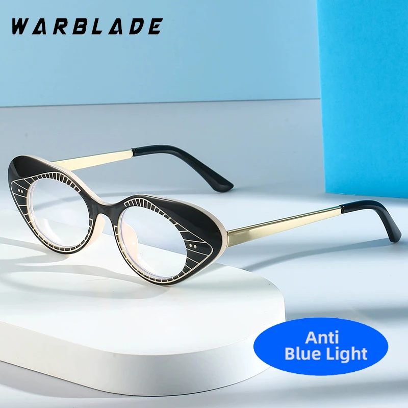 

Vintage Personality Punk Cat Eye Metal Leg Men Women Optical Glasses Luxury Brand Design Computer Games Anti-Blue Light Eyewear