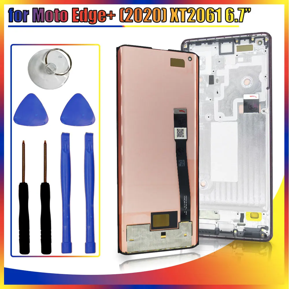 For Motorola Edge Plus 2020 XT2063 LCD Display Touch Screen Digitizer Replacement For Moto Edge Plus XT2061 LCD With Frame