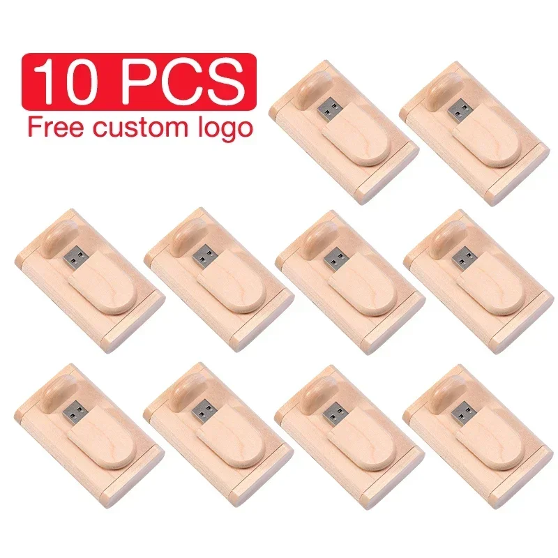 

10 PCS LOT USB Flash Drive 128GB Wooden Box Pen Drive 64GB Free Custom Logo Memory Stick 32GB Photography Wedding Gifts 16GB 8GB