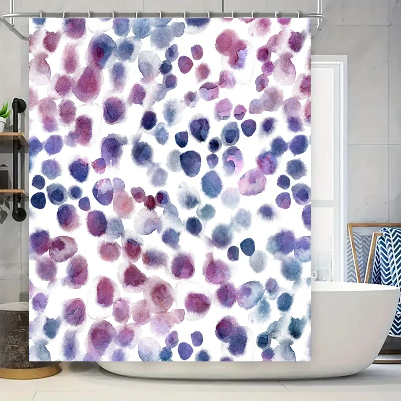

Watercolor Print Shower Curtain Blue Purple Pink Decorative Bath Curtains for Bathroom