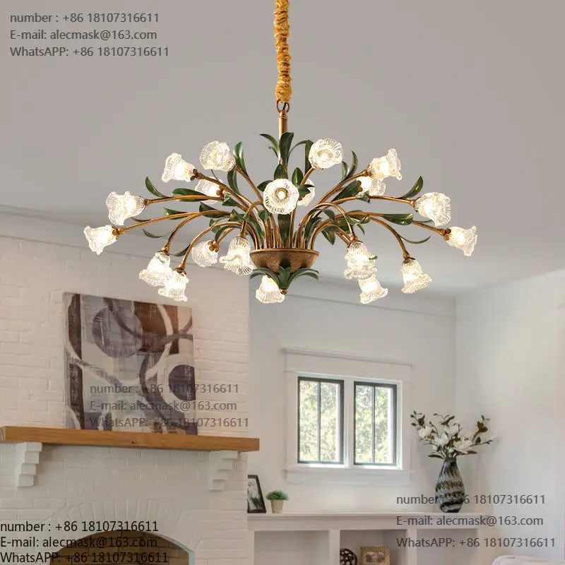 

French pastoral chandelier, American country living room light, simple European retro