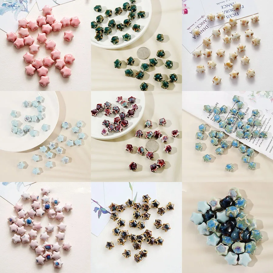 2pcs ceramic jewelry accessories five-pointed star loose bead large hole beading diy handmade material package weaving new