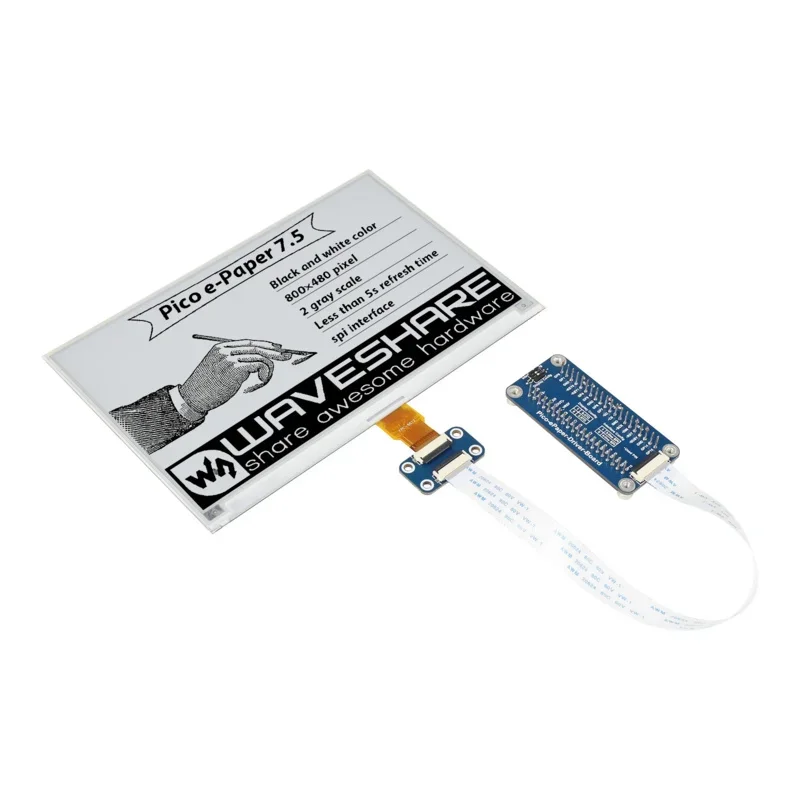 7.5Inch 800X480 E-Paper E-Ink Display Screen Expansion HAT Starter Kit For RPI Raspberry Pi PICO WH RP2040 Board Accessories