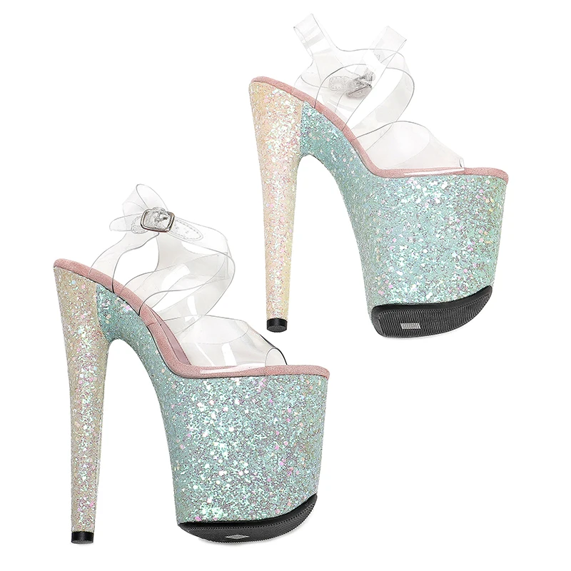 Leecabe 20cm/ 8inches PVC upper exotic sexy fashion party high heel sandals Models Party Show Stage Platform Women Sandals 1B