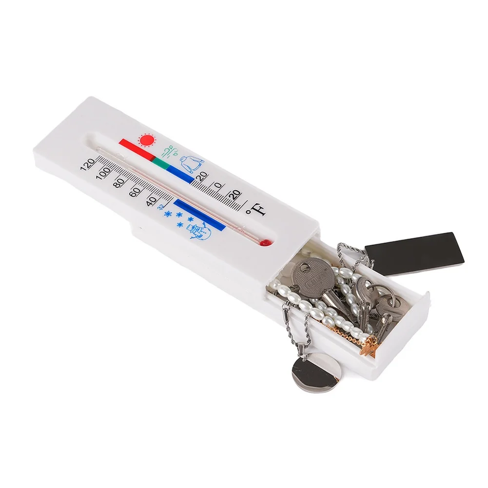 Dual Purpose Thermometer With Storage Compartment Weatherproof Disguised Box For Outdoor Cash Keys Small Valuables Home Security