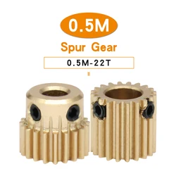 Spur Gear 0.5M-22T Bore Size 4/5/6/6.35mm Brass Mini Worm Gear Teeth Height 5 mm Total Height 10 mm For Drive Gear Box Parts