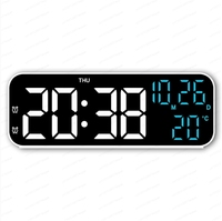 9 Inch Large Digital Wall Clock USB Powered TEMP Date Week 10-Gears Auto Dimmer Table Clock 12/24H Electronic LED Alarm Clock