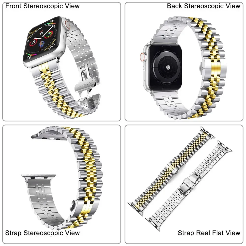 For IWatch Ultra 2 49mm 45mm 44mm 42mm 41mm 40mm 38mm Stainless Steel Metal Watch Strap For Apple Watch Series 9/8/7/6/5/4/3/SE image 4