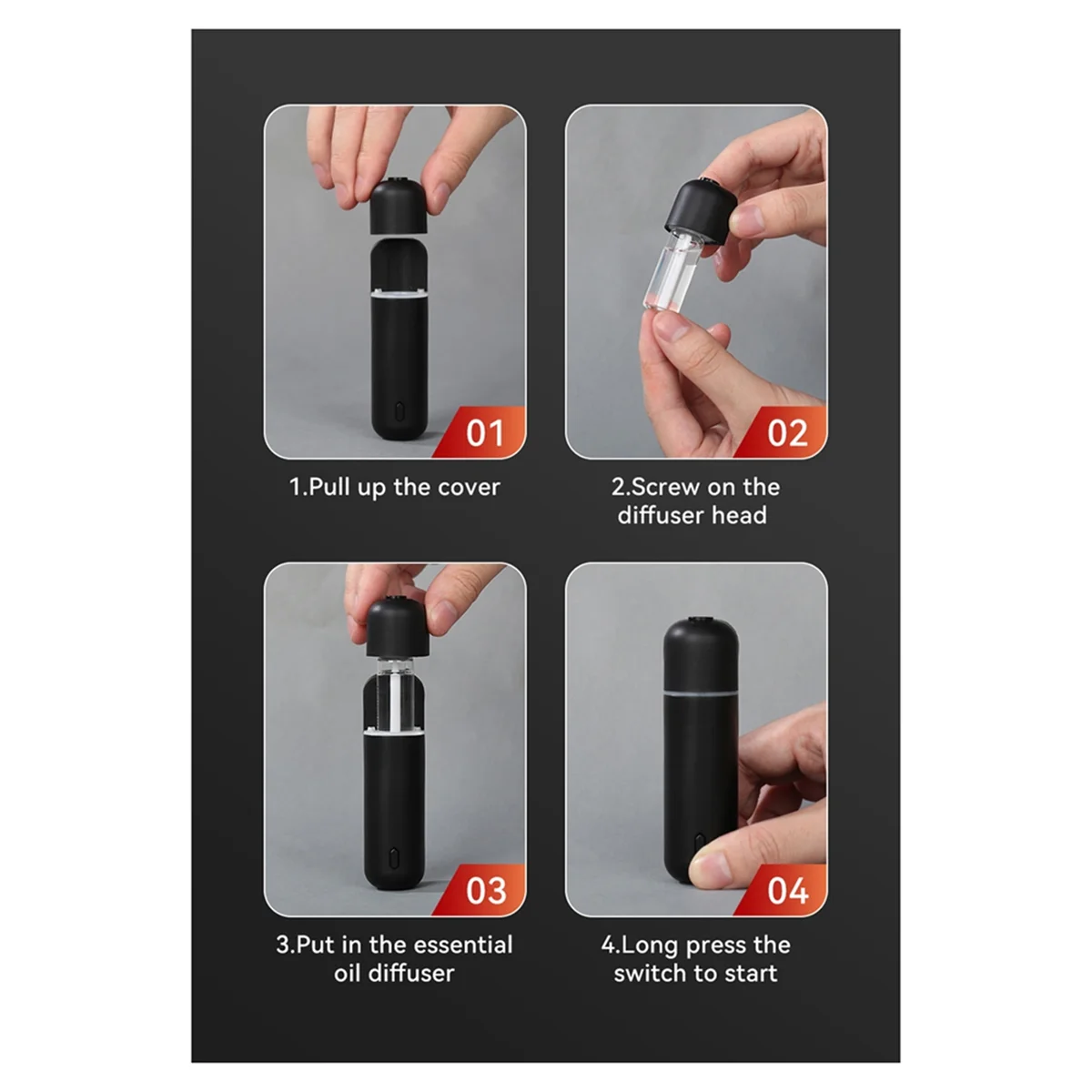 ABDHH Car Aroma Diffuser Mini USB Rechargeable Scent Machine Fragrance Oil Car Air Freshener Essential Oil Diffuser VentClip,A