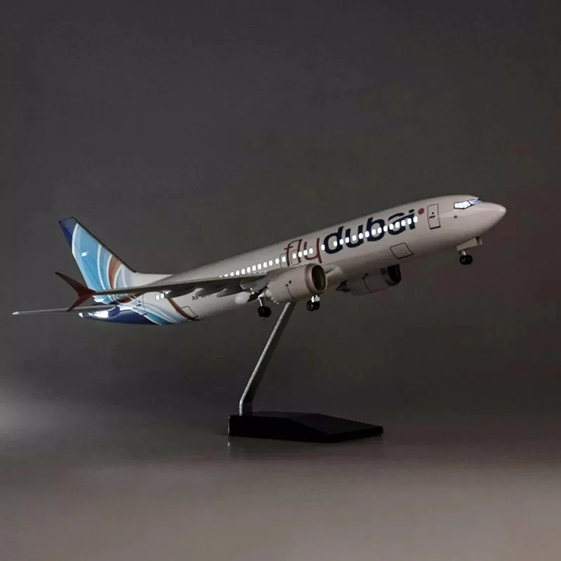 طائرة 737 ديكور منزلي فاخر B737 طائرة 1/85 مقياس 47 سنتيمتر يطير دبي دييكاست الراتنج نموذج طائرة ث الضوء والعجلة Collecti