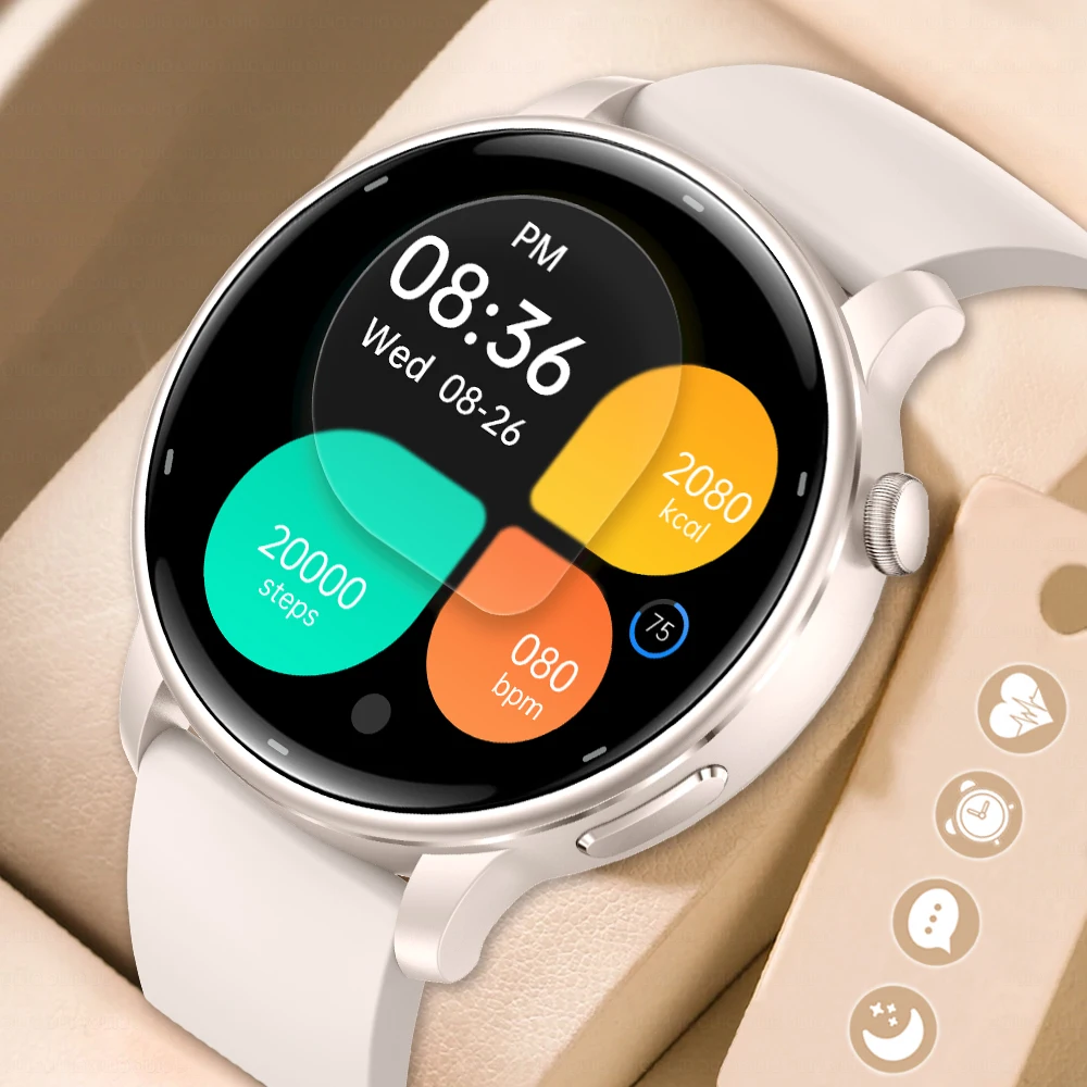 

2025 New Lady Fashion Smart Watch Women 1.32" AMOLED Screen GPS Sports Mode Heart Rate Bluetooth Call 3ATM Waterproof Smartwatch