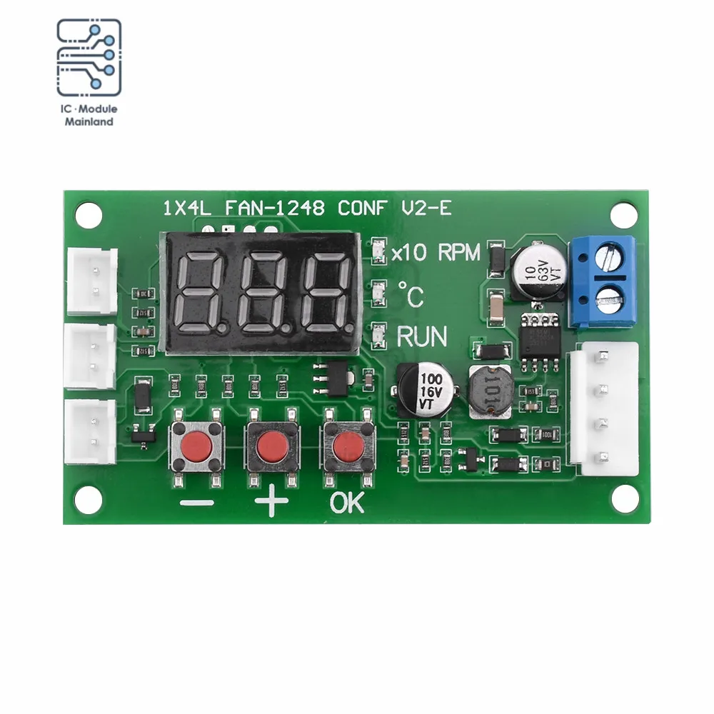 12-48V Digital 4-Wire PWM Fan Temperature Control Speed Controller Signal 10V Support EC EBM Fan