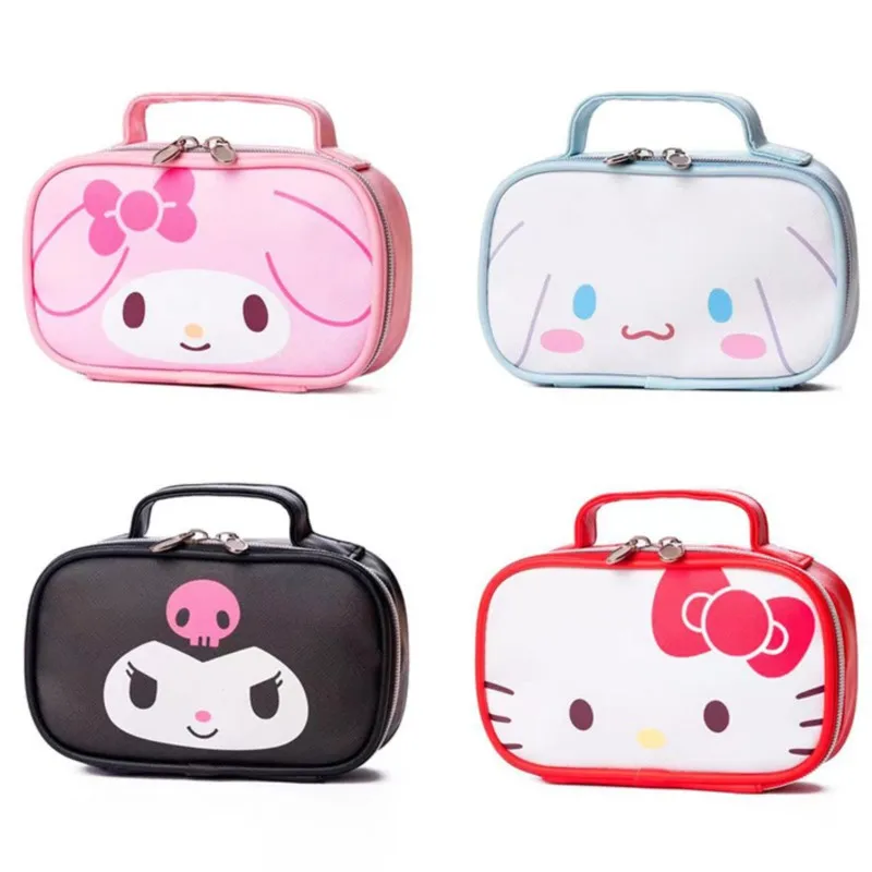 Sanrio Cartoon Hello Kitty Cinnamoroll Pencil Case Cute Kuromi My Melody Portable Large Capacity Student Stationery Storage Bag