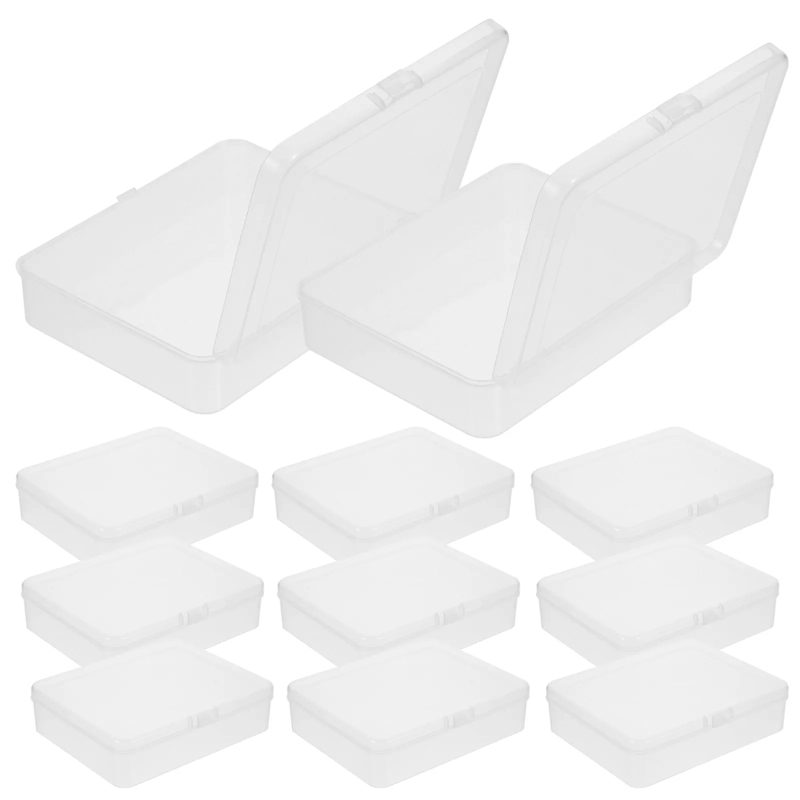 12Pcs Plastic Storage Boxes Transparent Rectangular Organizer Small Parts Jewelry Hardware Accessories Desktop Tool Organizing