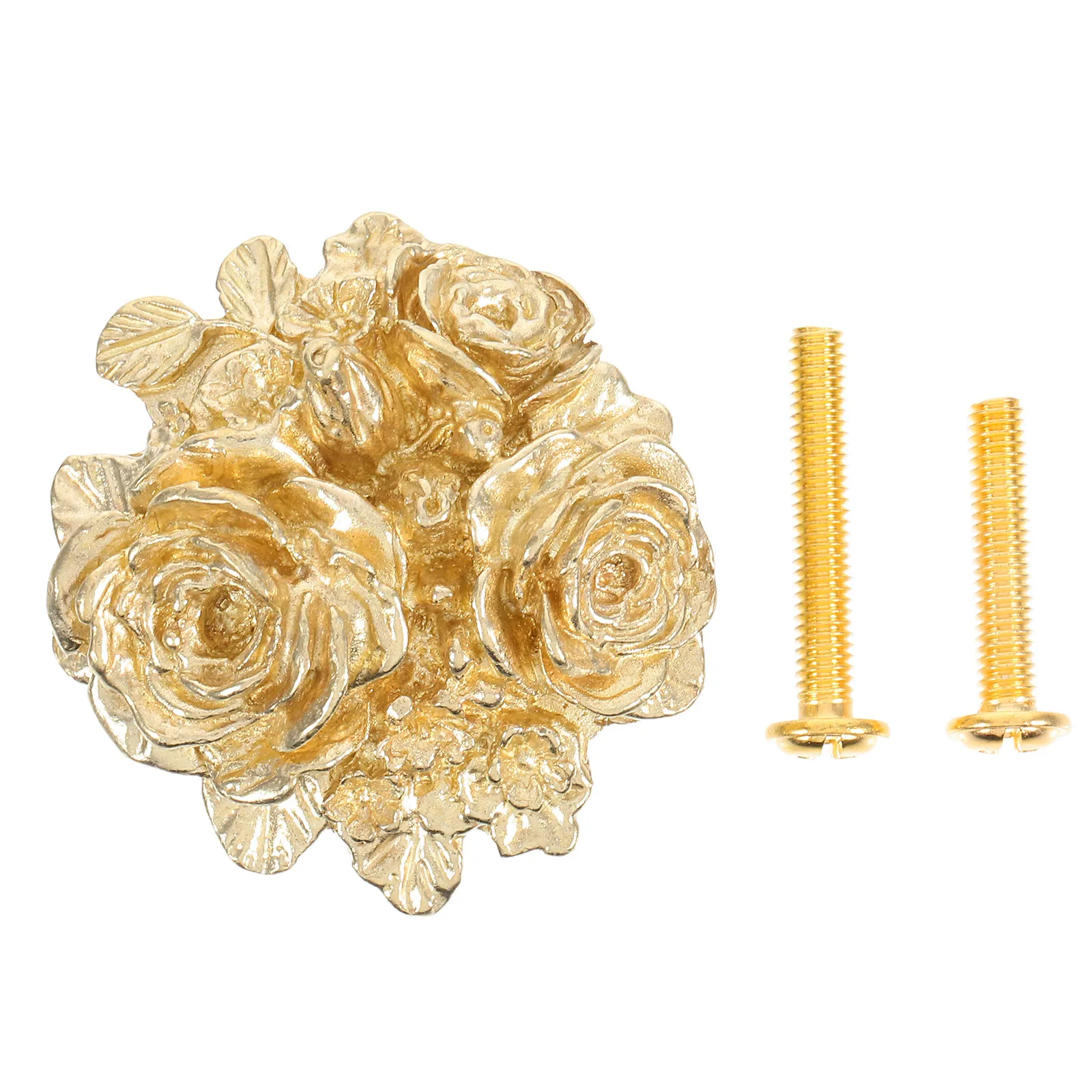 Yellow Gold Brass Flower Cabinet Handles Vintage Retro Drawer Pulls Decorative Furniture Knobs for Kitchen Wardrobe Bathroom
