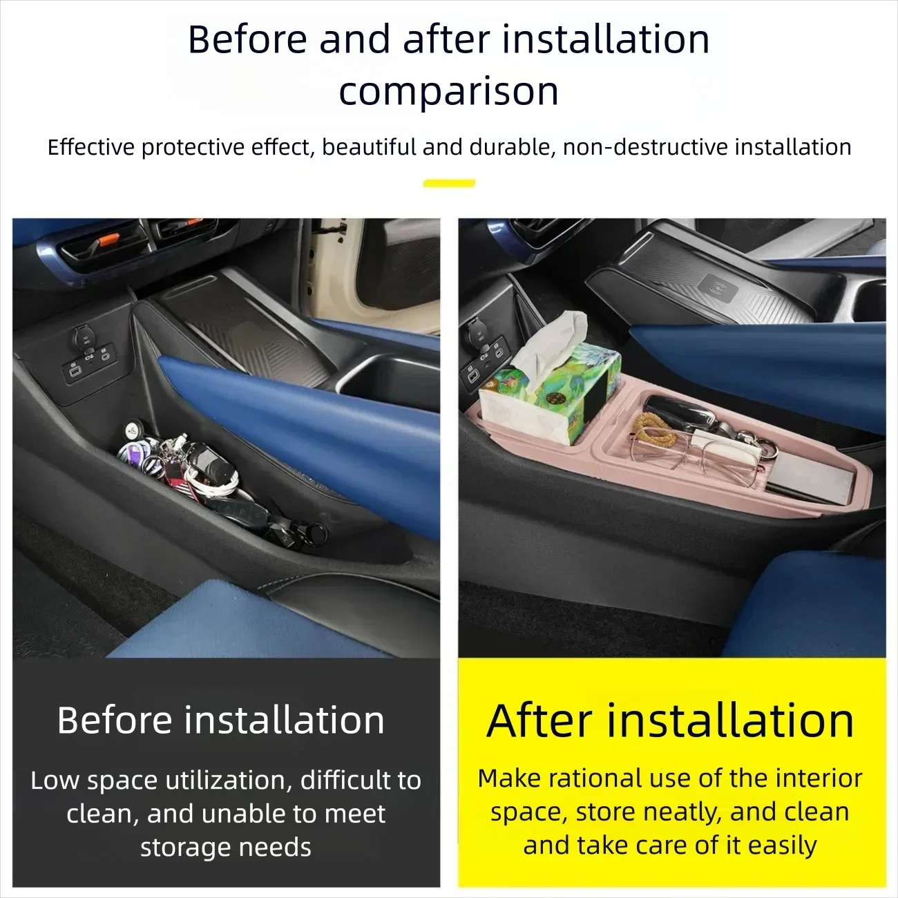 Car Storage Box For BYD Seagull Dolphin Surf Mini Atto 1 2024 2025 2026 Under Center Control Silicone Pad Decoration Accessories