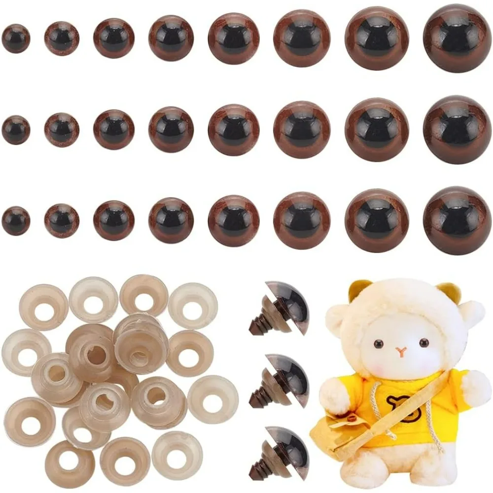 90 Pairs Plastic Safety Eyes Craft Eyes Stuffed Animal Eyes with Washers for Puppet Plush Animal Stuffed Animals Teddy Puppet