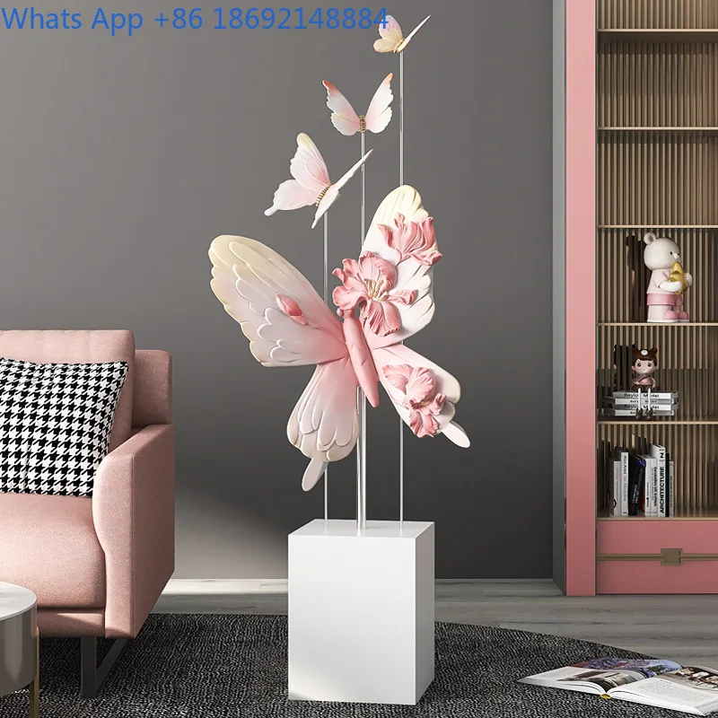Large Luxury Butterfly Floor Decorative Sculpture for Living Room Sofa Side TV Console Home Decoration Housewarming Gift