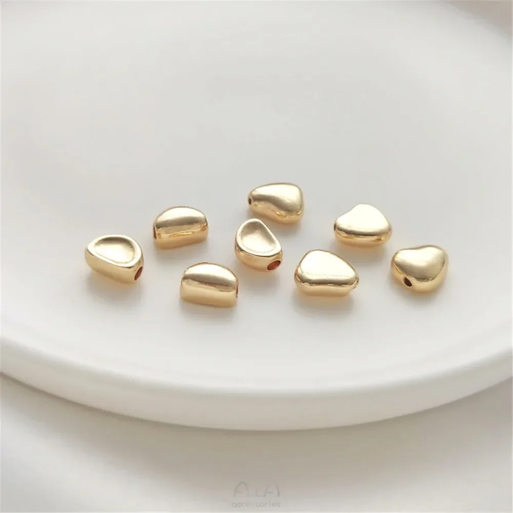 14K gold coated irregular peach heart separated beads, bean through-hole separated beads, handmade DIY chain matching beads