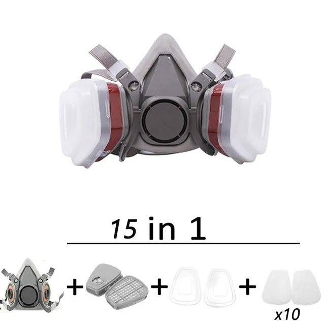 Nieuwe 7in1/16in1 6200 Stofgasmasker Half Gezicht Stofmasker Voor Schilderen Spuiten Organische Damp Chemische Gasfilter Werkveiligheid