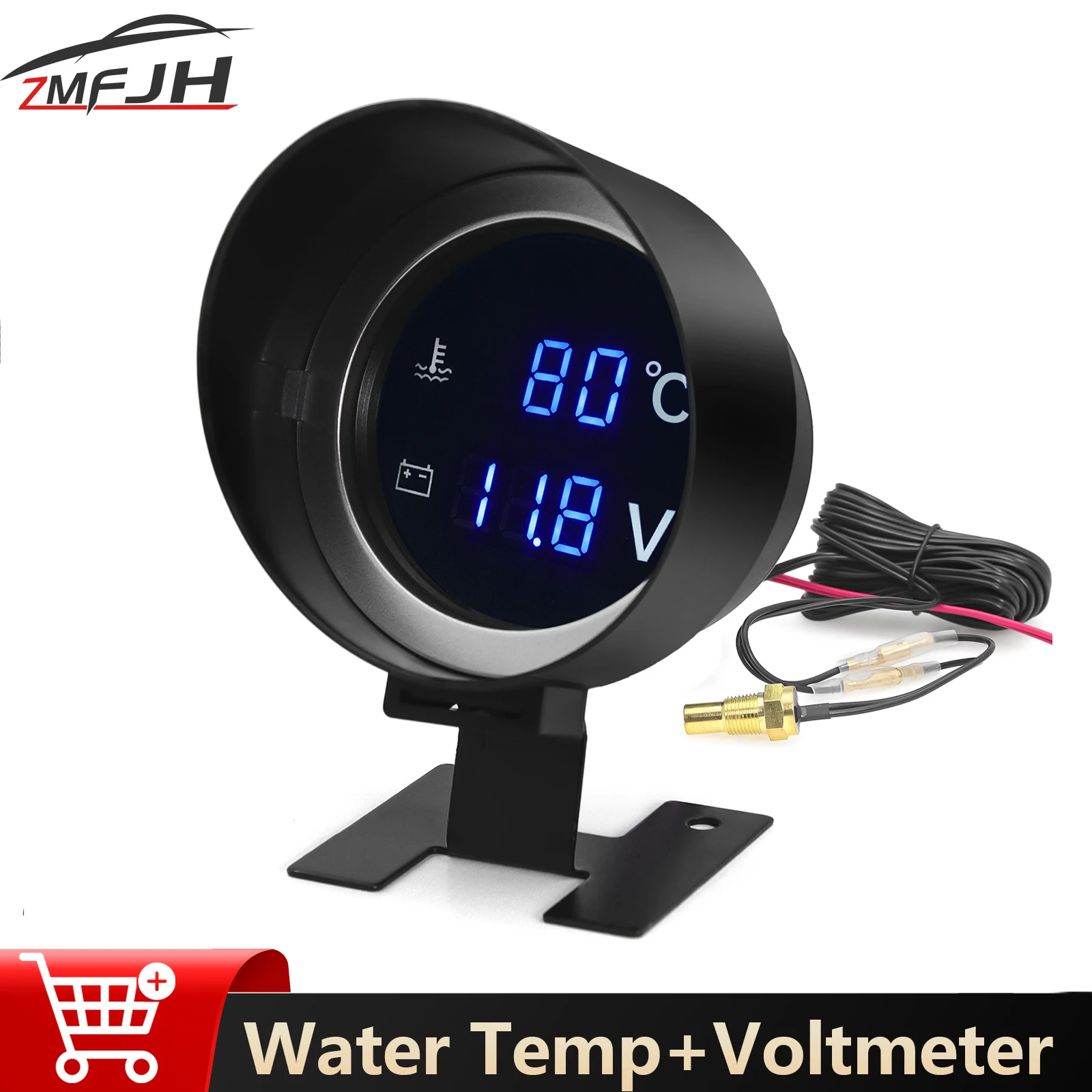 

Car Water Temperature Gauge Voltmeter With Blue LED Light -10°C-110°C Water Temp Meter Voltage 2 in 1 Gauge 12V 24V