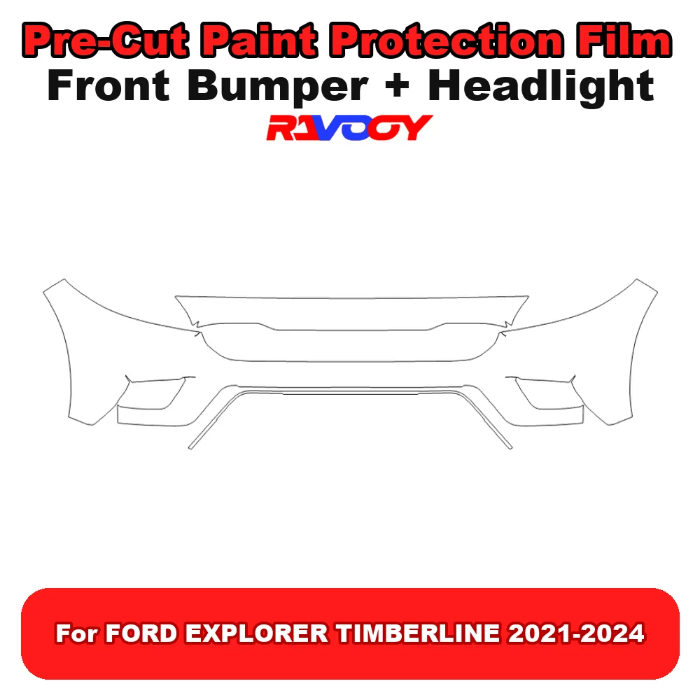 Kit de protection de peinture (PPF) transparent pour pare-chocs avant et phares, 8,5 mil, pré-découpé, pour FORD EXPLORER TIMBERLINE 2021-2024