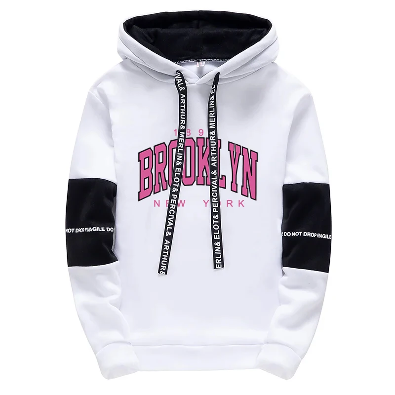 Booklyn Print Hoodies für Damen, urbaner, lässiger Mode-Trainingsanzug, Kapuzen-Sweatshirt, Jogginghose, bequemer Pullover für Zuhause und Outdoor – Detail 2