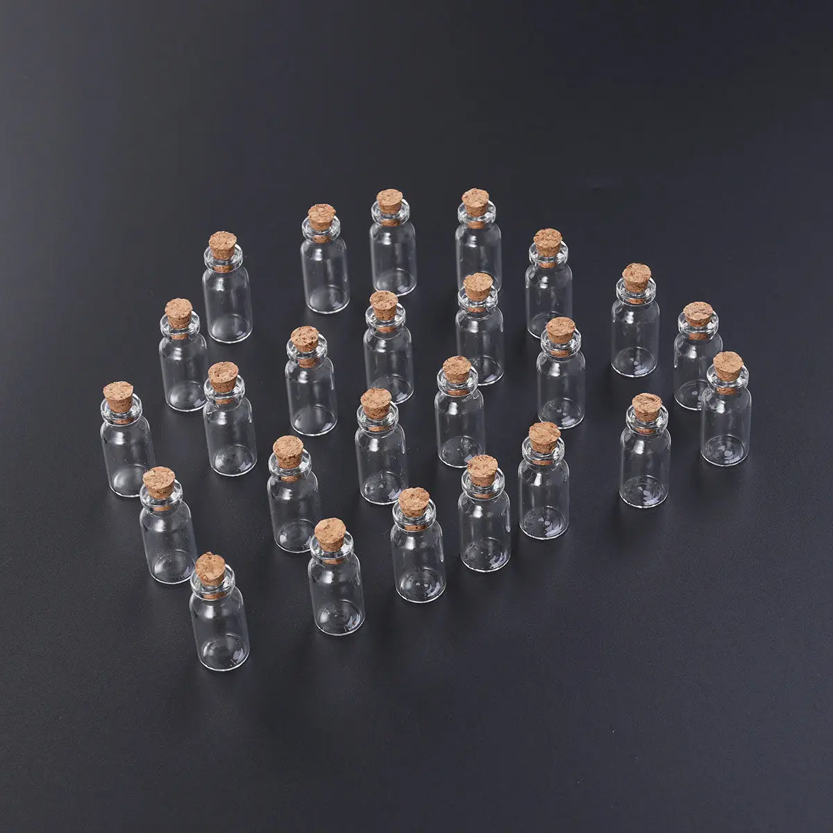 Capsules pour tubes à essai en verre transparent, réutilisables, ergonomiques, multifonctions, pour bonbons, voyage, lotion, échantillons, 16x35x7mm, 25 pièces