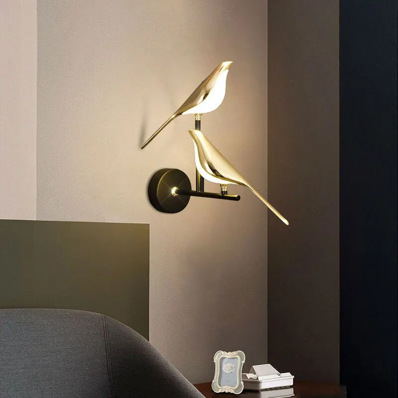 Magpie Bird Touch Switch LED Wall Lamps for Sofa Background Bedside Indoor 360° Rotatable Indoor LED Wall Lighting Wall Sconce