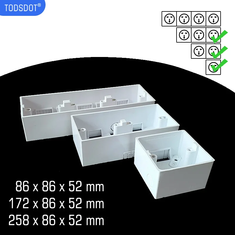 50 mm Deep Premium Wall Mount External Box of Switch Socket, Outfit Install Box Flame Retardant UL 94 V-0 PVC White