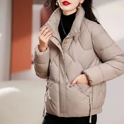 Winter Women's Jacket Parkas Down Cotton Padded Short Coat 2024 New Female Fashion Loose Casual Standing Collar Parka Outwear