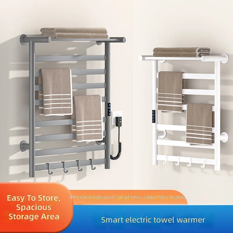 Smart Adjustable Bathroom Towel Dryer Heater Rack-Freestanding Space-Saving Aluminum Radiator Electric Towel Hotel Apartment