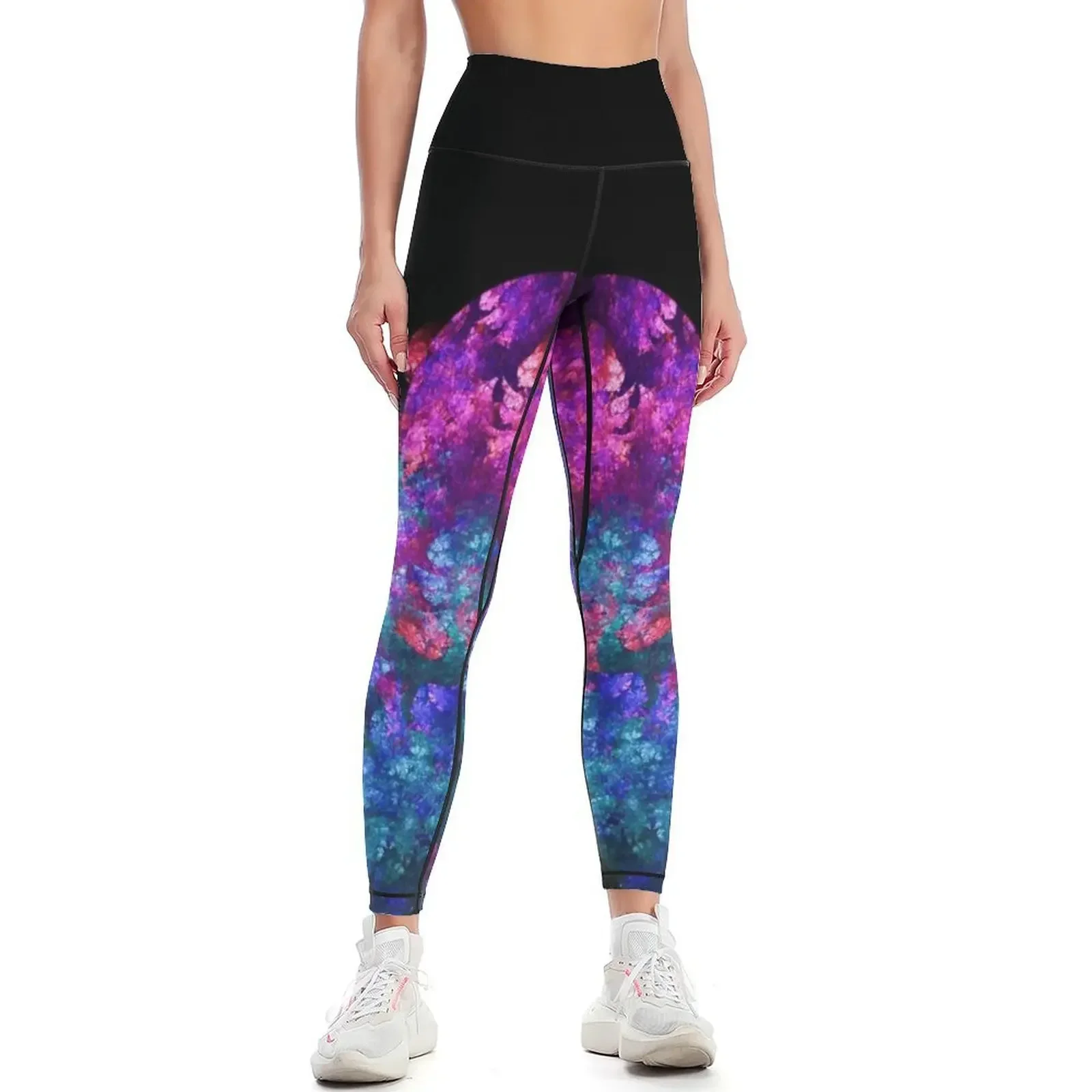 

Blue and Pink Coral Reef Fractal Art Leggings Women sports legging push up workout shorts Women sportwear Womens Leggings