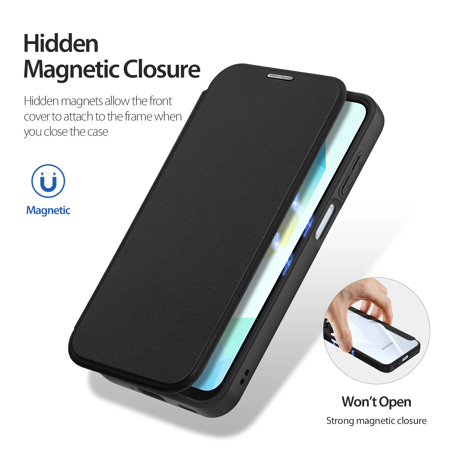 DUX DUCIS Folio Case for SAMSUNG A15 5G,A35 5G,A55 5G,A16 5G/45 with Wallet Transparent Back Cover