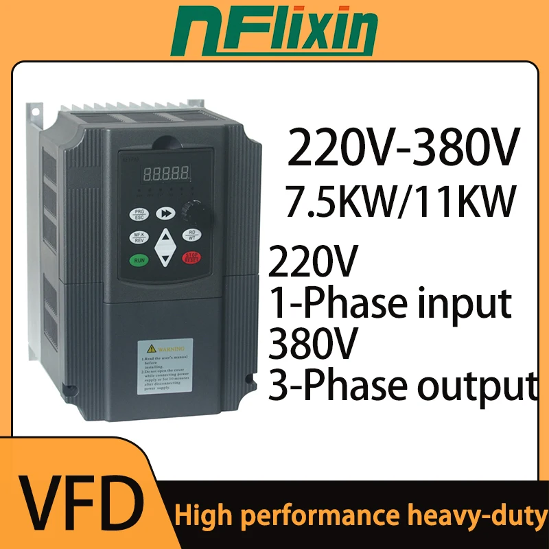 2.2/4/5.5/7.5/11KW 220V to 380 Single Phase Input 3 Phase Output Frequency Converter Drive Inverter Motor Speed VFD