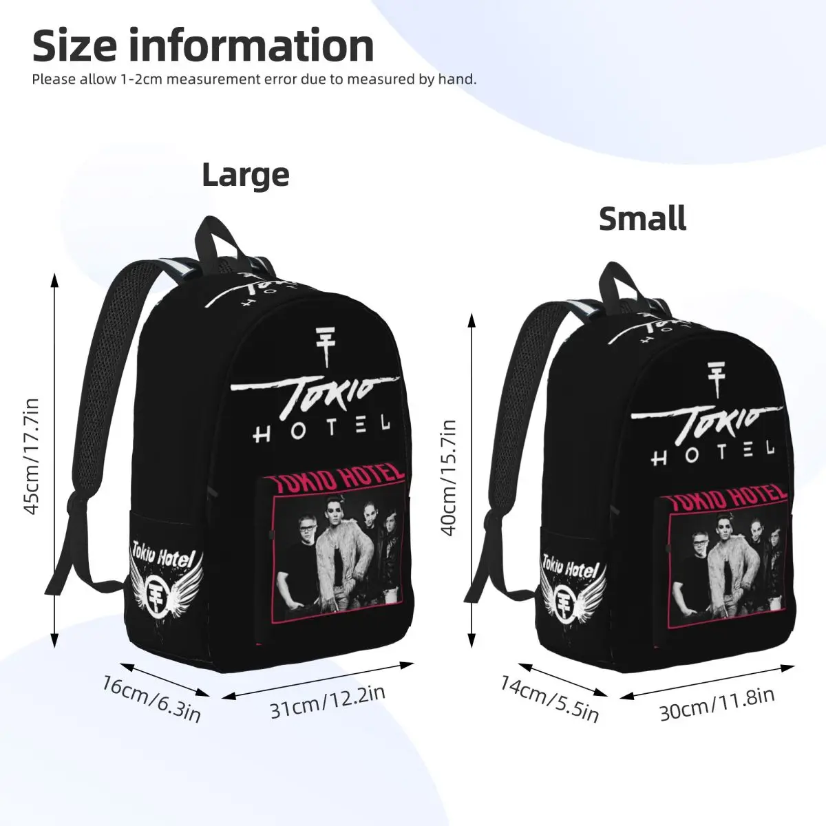 Tokio Hotel Logo Backpack for Men Women Casual Student Business Daypack Rock Music Laptop Computer Canvas Bags Sports